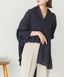 hunch | シアーサッカーチェック オーバーサイズ シャツ(シャツ/ブラウス)