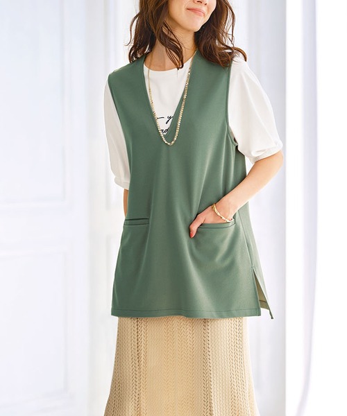 BELLUNA(ベルーナ)の「ポケット付Vネックデザインベスト(ベスト・レディース・アイボリー/ブラック/オリーブ・X-LARGE/MEDIUM/LARGE)」の14枚目の写真