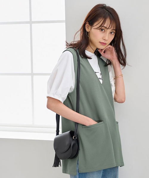 BELLUNA(ベルーナ)の「ポケット付Vネックデザインベスト(ベスト・レディース・アイボリー/ブラック/オリーブ・X-LARGE/MEDIUM/LARGE)」の16枚目の写真