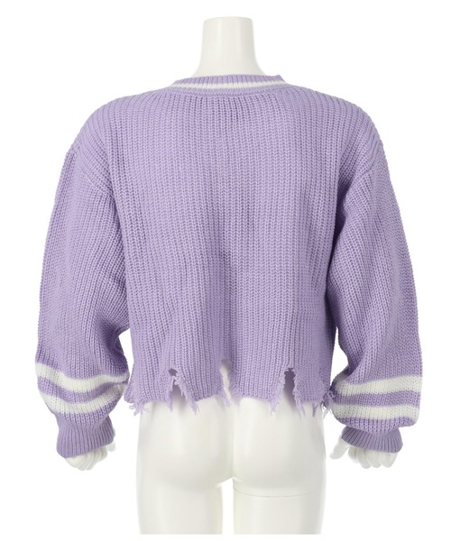 ANAP kids（アナップキッズ）の「ダメージラインニットトップス【親子お揃い】（ニット/セーター・キッズ・ラベンダー/アイボリー/ブラック・110cm/120cm/130cm）」の12枚目の写真