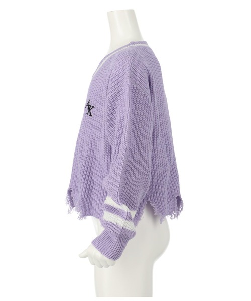 ANAP kids（アナップキッズ）の「ダメージラインニットトップス【親子お揃い】（ニット/セーター・キッズ・ラベンダー/アイボリー/ブラック・110cm/120cm/130cm）」の11枚目の写真