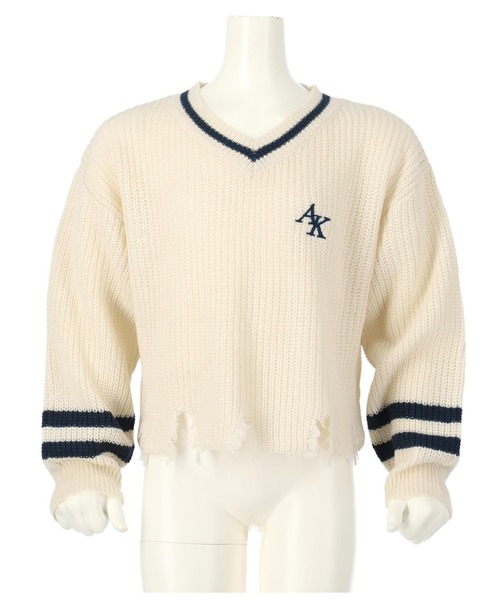 ANAP kids（アナップキッズ）の「ダメージラインニットトップス【親子お揃い】（ニット/セーター・キッズ・ラベンダー/アイボリー/ブラック・110cm/120cm/130cm）」の20枚目の写真