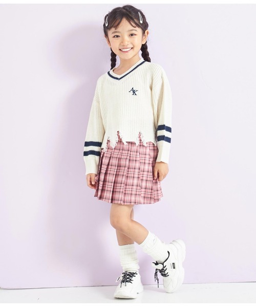 ANAP kids（アナップキッズ）の「ダメージラインニットトップス【親子お揃い】（ニット/セーター・キッズ・ラベンダー/アイボリー/ブラック・110cm/120cm/130cm）」の17枚目の写真