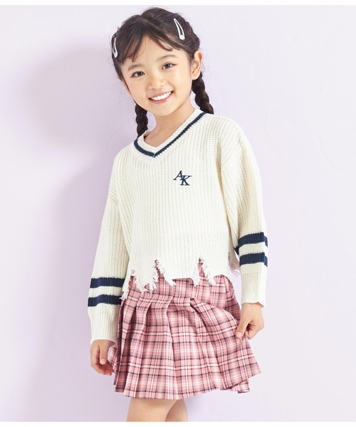 ANAP kids（アナップキッズ）の「ダメージラインニットトップス【親子お揃い】（ニット/セーター・キッズ・ラベンダー/アイボリー/ブラック・110cm/120cm/130cm）」の14枚目の写真