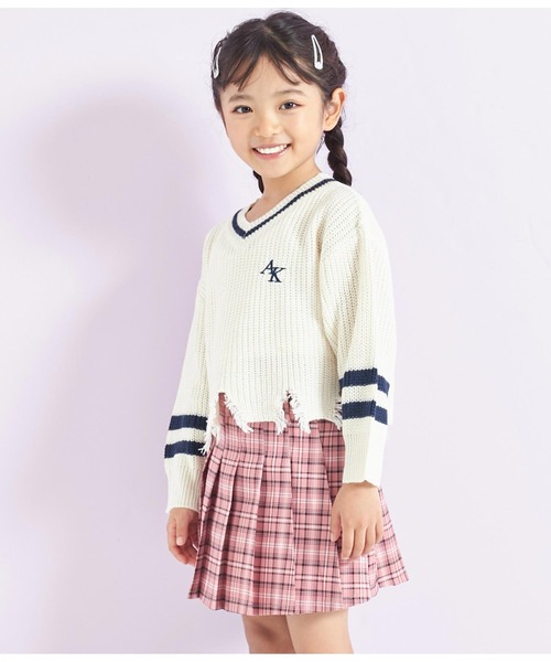 ANAP kids（アナップキッズ）の「ダメージラインニットトップス【親子お揃い】（ニット/セーター・キッズ・ラベンダー/アイボリー/ブラック・110cm/120cm/130cm）」の15枚目の写真