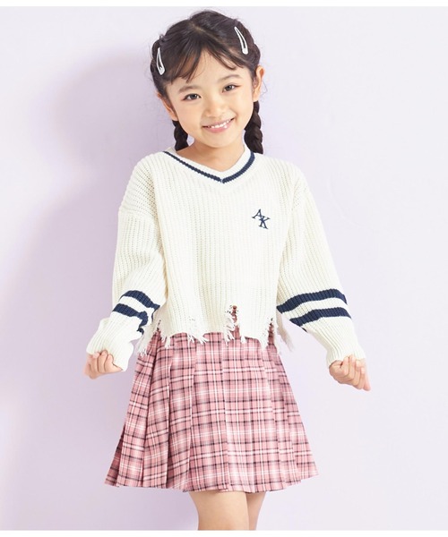 ANAP kids（アナップキッズ）の「ダメージラインニットトップス【親子お揃い】（ニット/セーター・キッズ・ラベンダー/アイボリー/ブラック・110cm/120cm/130cm）」の16枚目の写真