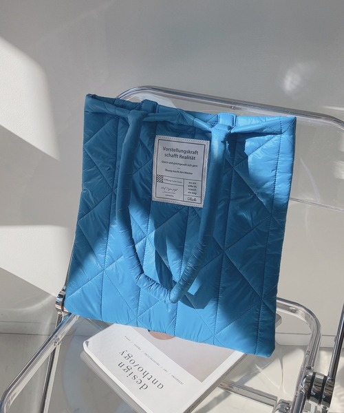 AS KNOW AS plus（アズノゥアズプラス）の「☆スクエアキルトトートバッグ（トートバッグ・レディース・ブラック/オレンジ/パープル/アイボリー/ブルー/ピンク/グリーン・FREE）」の11枚目の写真