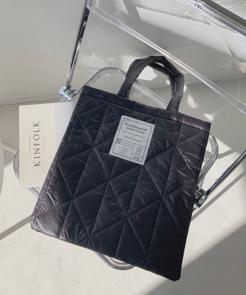 AS KNOW AS plus（アズノゥアズプラス）の「☆スクエアキルトトートバッグ（トートバッグ・レディース・ブラック/オレンジ/パープル/アイボリー/ブルー/ピンク/グリーン・FREE）」の15枚目の写真