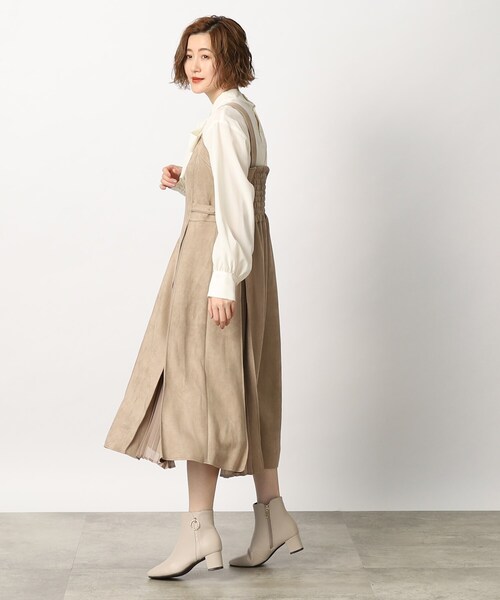 grove（グローブ）の「◆マシュマロタッチスウェード プリーツドッキングワンピース（ワンピース・レディース・チャコールグレー/カーキ/ライトベージュ・02/03/01/05/04）」の12枚目の写真