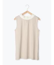 Samansa Mos2 | レース襟スタンドネックノースリーブ(タンクトップ)