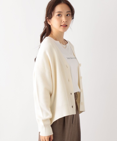 アイボリー カーディガン ニット Vネックカーディガン アイボリー レディース(M オフホワイト