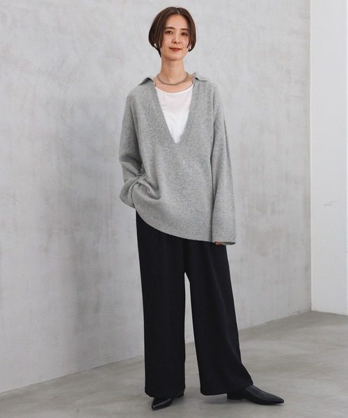 LEPSIM（レプシィム）の「7ゲージ深Vスキッパーチュニック　971257（ニット/セーター・レディース・イエロー/ベージュ/グレー・FREE）」の4枚目の写真