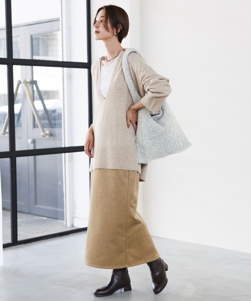 LEPSIM（レプシィム）の「7ゲージ深Vスキッパーチュニック　971257（ニット/セーター・レディース・イエロー/ベージュ/グレー・FREE）」の8枚目の写真