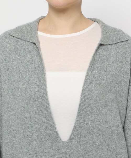 LEPSIM（レプシィム）の「7ゲージ深Vスキッパーチュニック　971257（ニット/セーター・レディース・イエロー/ベージュ/グレー・FREE）」の14枚目の写真