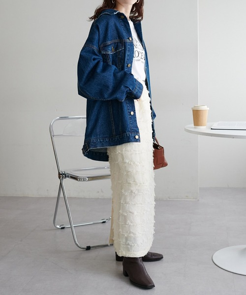 DISCOAT（ディスコート）の「フリンジナロースカート（スカート・レディース・オフホワイト/ブラック・FREE）」の4枚目の写真