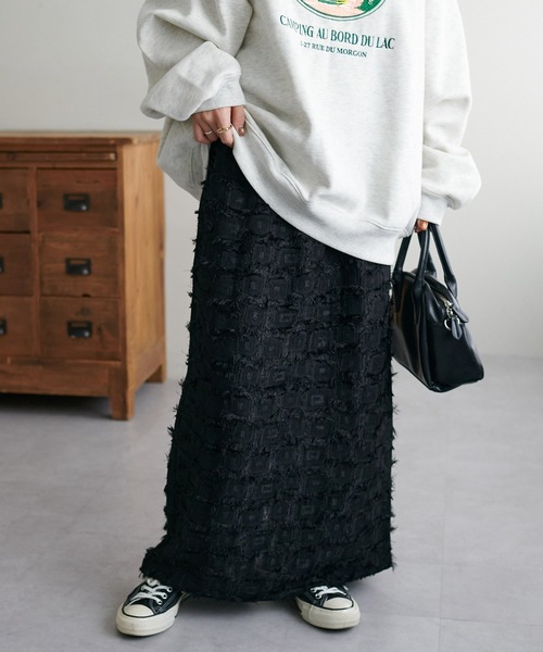 DISCOAT（ディスコート）の「フリンジナロースカート（スカート・レディース・オフホワイト/ブラック・FREE）」の14枚目の写真