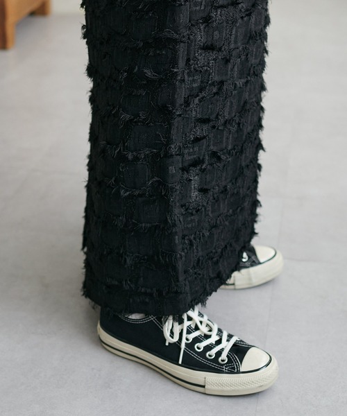 新品　Discoat　ディスコート　立体的ジャガードフリンジシフォン　ノースリーブトップス　カットソー　free.M　黒ネイビー フリンジカーディガン（Tシャツ⁄カットソー）｜DISCOAT（ディスコート