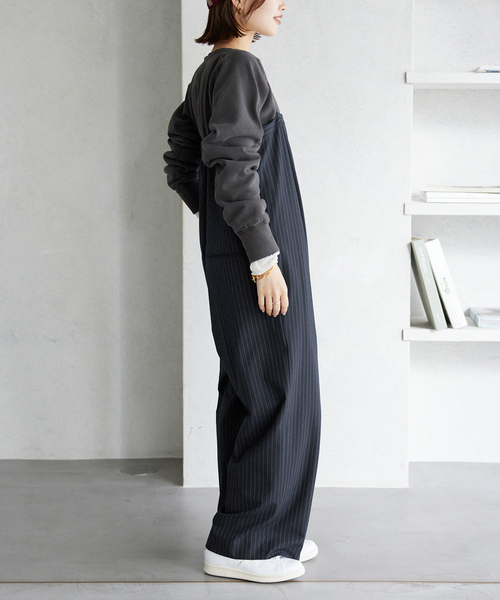 美品　SLOBE IENA ツイルトロアイラインサロペ　ネイビー セール】ツイルトロアイラインサロペ（サロペット