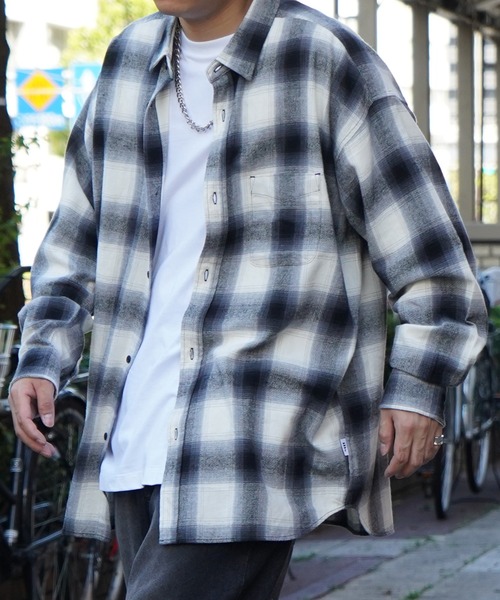 ILL'S（イルズ）の「ソフトコットン オンブレチェック / ネルチェック ビッグシルエットシャツ 【ILL'S】（シャツ/ブラウス・メンズ・ネイビー/ブラック/チャコールグレー/ブラウン/ホワイト・L/M）」の19枚目の写真
