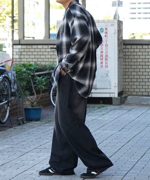 ILL'S（イルズ）の「ソフトコットン オンブレチェック / ネルチェック ビッグシルエットシャツ 【ILL'S】（シャツ/ブラウス・メンズ・ネイビー/ブラック/チャコールグレー/ブラウン/ホワイト・L/M）」の13枚目の写真