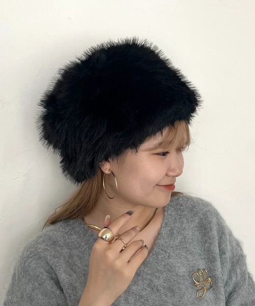 prose verse（プロズヴェール）の「ファーコサック帽（ハット・レディース・オフホワイト/ベージュ/ブラック・ﾌﾘ-）」の3枚目の写真