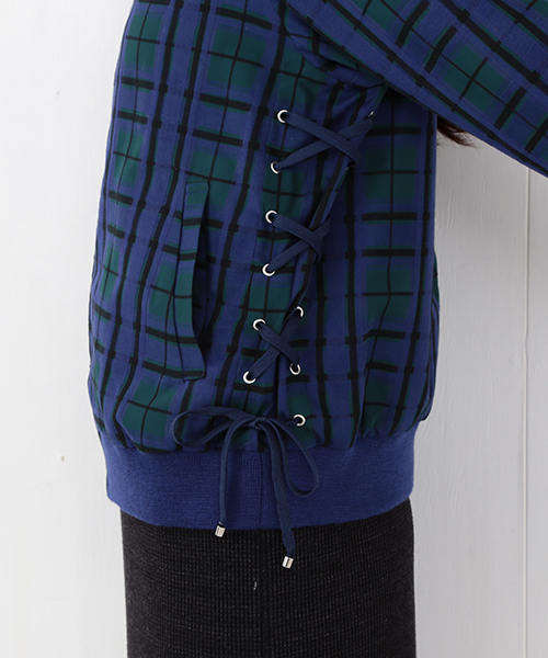 Ray BEAMS（レイビームス）の「RBS / シアーチェック レースアップ ブルゾン（ブルゾン・レディース・ライトブラウン/ネイビー・0/1）」の11枚目の写真