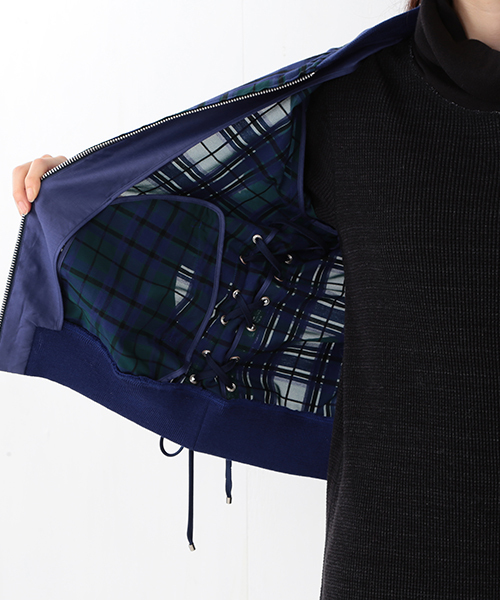 Ray BEAMS（レイビームス）の「RBS / シアーチェック レースアップ ブルゾン（ブルゾン・レディース・ライトブラウン/ネイビー・0/1）」の13枚目の写真