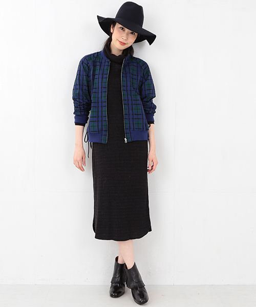 Ray BEAMS（レイビームス）の「RBS / シアーチェック レースアップ ブルゾン（ブルゾン・レディース・ライトブラウン/ネイビー・0/1）」の5枚目の写真