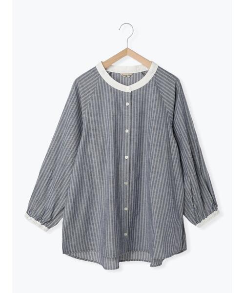 Samansa Mos2（サマンサ モスモス）の「柄アソートクレリックブラウス（シャツ/ブラウス・レディース・ブルー/グレー/ベージュ/ネイビー・F）」の4枚目の写真