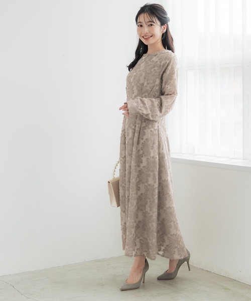 coca（coca）（コカ）の「フリンジシアージャカードオッケージョンドレス（ドレス・レディース・ブラック/ネイビー/グレイッシュベージュ・L/M）」の5枚目の写真