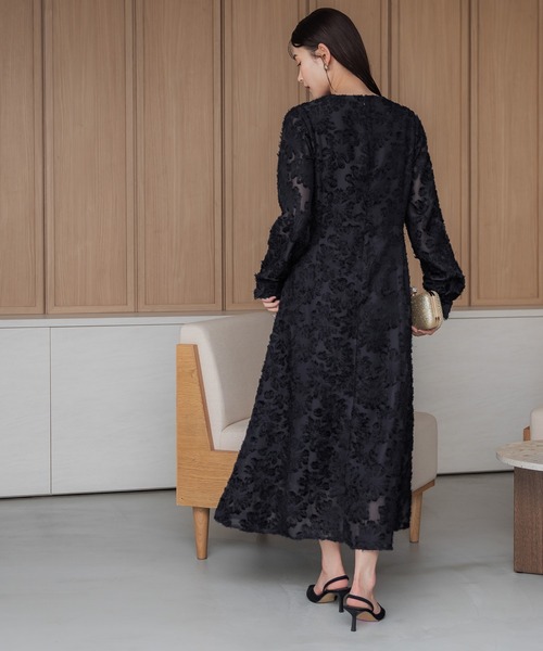coca（coca）（コカ）の「フリンジシアージャカードオッケージョンドレス（ドレス・レディース・ブラック/ネイビー/グレイッシュベージュ・L/M）」の8枚目の写真