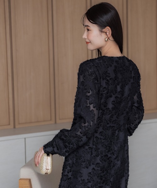 coca（coca）（コカ）の「フリンジシアージャカードオッケージョンドレス（ドレス・レディース・ブラック/ネイビー/グレイッシュベージュ・L/M）」の11枚目の写真