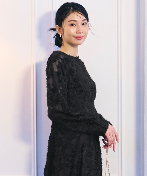 coca（coca）（コカ）の「フリンジシアージャカードオッケージョンドレス（ドレス・レディース・ブラック/ネイビー/グレイッシュベージュ・L/M）」の13枚目の写真