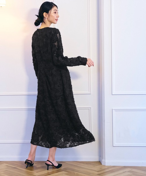 coca（coca）（コカ）の「フリンジシアージャカードオッケージョンドレス（ドレス・レディース・ブラック/ネイビー/グレイッシュベージュ・L/M）」の14枚目の写真