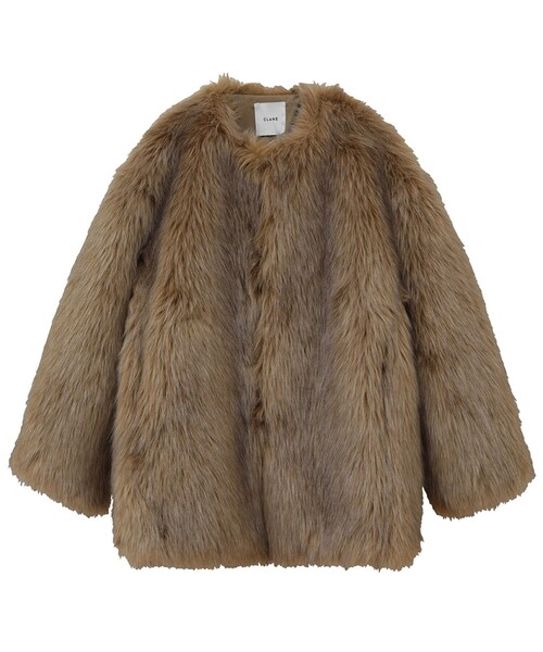 CLANE NO COLLAR VOLUME ECO FUR COAT - アウター