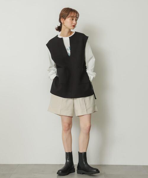 SENSE OF PLACE by URBAN RESEARCH（センスオブプレイスバイアーバンリサーチ）の「ウールライクバミューダパンツ（その他パンツ・レディース・アイボリー/チャコールグレー/グレー系その他・MEDIUM/SMALL）」の4枚目の写真