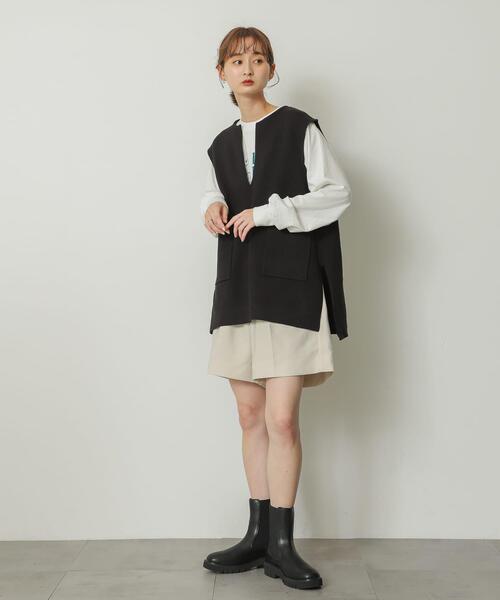 SENSE OF PLACE by URBAN RESEARCH（センスオブプレイスバイアーバンリサーチ）の「ウールライクバミューダパンツ（その他パンツ・レディース・アイボリー/チャコールグレー/グレー系その他・MEDIUM/SMALL）」の5枚目の写真