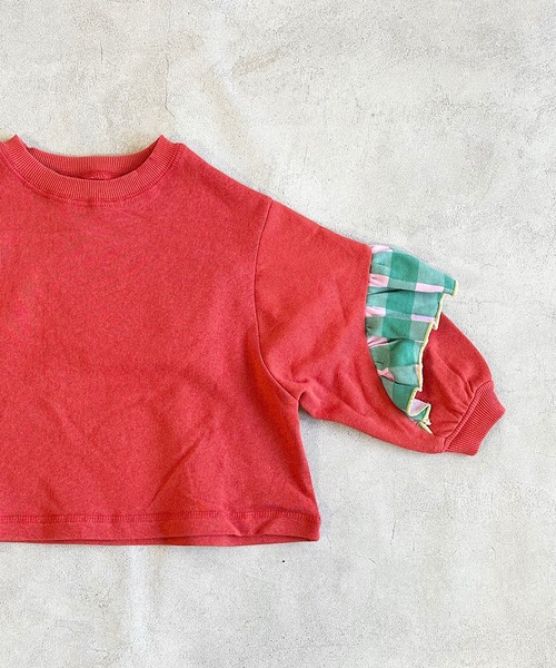 CALMIA(カルミア)の「ギンガムチェックバックフリルトレーナー(80~150cm)(スウェット・キッズ・レッド/オフホワイト/チャコール・120/80/130/95/100/110/140/90/150)」の17枚目の写真