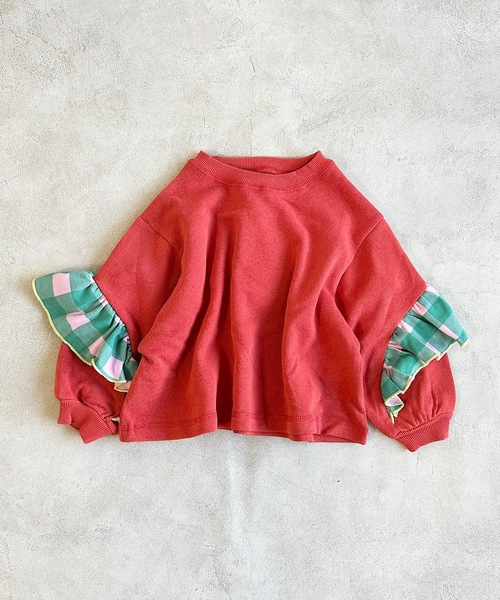 CALMIA(カルミア)の「ギンガムチェックバックフリルトレーナー(80~150cm)(スウェット・キッズ・レッド/オフホワイト/チャコール・120/80/130/95/100/110/140/90/150)」の15枚目の写真