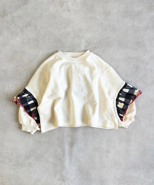 CALMIA(カルミア)の「ギンガムチェックバックフリルトレーナー(80~150cm)(スウェット・キッズ・レッド/オフホワイト/チャコール・120/80/130/95/100/110/140/90/150)」の11枚目の写真