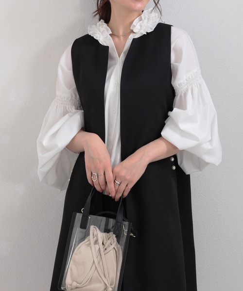 O.S.K（オーエスケー）の「[O.S.K]ベイビー フーディーフリルブラウス（シャツ/ブラウス・レディース・ホワイト/ブラック・FREE）」の12枚目の写真