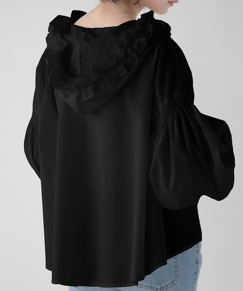 O.S.K（オーエスケー）の「[O.S.K]ベイビー フーディーフリルブラウス（シャツ/ブラウス・レディース・ホワイト/ブラック・FREE）」の18枚目の写真