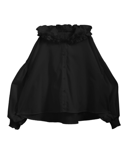 O.S.K（オーエスケー）の「[O.S.K]ベイビー フーディーフリルブラウス（シャツ/ブラウス・レディース・ホワイト/ブラック・FREE）」の6枚目の写真