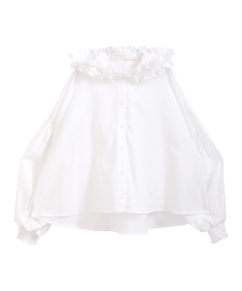 O.S.K（オーエスケー）の「[O.S.K]ベイビー フーディーフリルブラウス（シャツ/ブラウス・レディース・ホワイト/ブラック・FREE）」の7枚目の写真