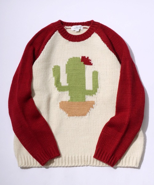 セール】きのこ・サボテン・恐竜・モチーフ ジャガードニット