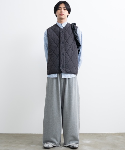 ストライプ柄ルーズフィットトップス no.94#pleats please over size half zip nylon po / pink | wee9s | ウィークス