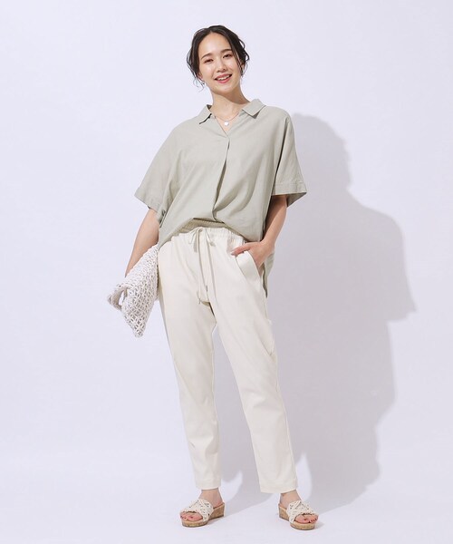 SHOO・LA・RUE（シューラルー）の「【SS-3L/無理せずスリム】 ぐんぐん伸びる イージーテーパードパンツ（その他パンツ・レディース・ピンク系/アイボリー/ネイビー/ブラック・10/01/02/03/04/05）」の7枚目の写真