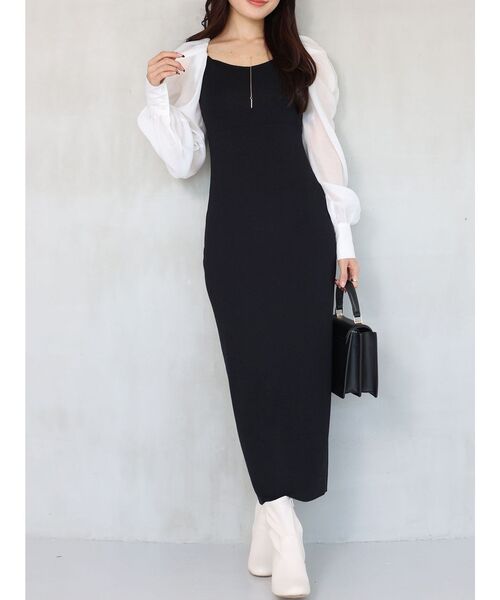 MERCURYDUO(マーキュリーデュオ)の「2WAYドレープスリーブボレロセットニットワンピース(ワンピース・レディース・ベージュ/その他1/ブルー/ブラック・SMALL/MEDIUM)」の2枚目の写真