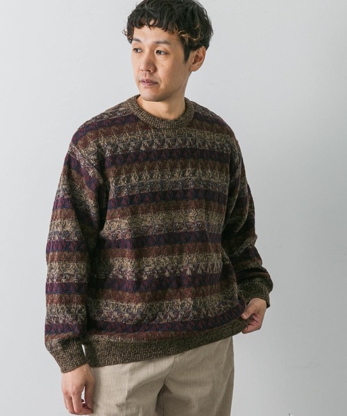 URBAN RESEARCH DOORS(アーバンリサーチドアーズ)の「ボーダージャガードニット(ニット/セーター・メンズ・ブラウン系その他/グレー系その他・LARGE/MEDIUM)」の3枚目の写真