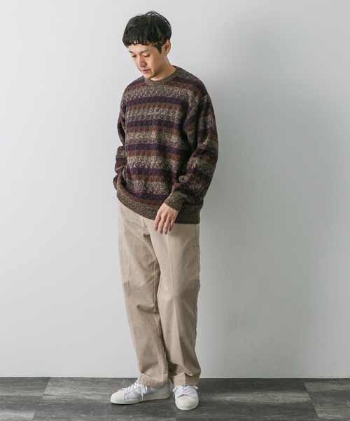 URBAN RESEARCH DOORS(アーバンリサーチドアーズ)の「ボーダージャガードニット(ニット/セーター・メンズ・ブラウン系その他/グレー系その他・LARGE/MEDIUM)」の6枚目の写真